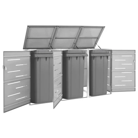 Shed for three steel garbage containers 207x77.5x112.5 cm by vidaXL, Waste container supports - Ref: Foro24-149560, Price: 55...