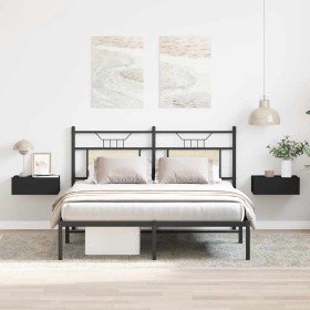 Mesitas de noche flotantes 2 uds contrachapada negro 40x30x15cm Mesitas de noche flotantes 2 uds contrachapada negro 40x30x15cm