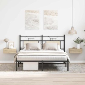 Mesitas de noche flotantes 2 uds contrachapada roble 40x30x15cm Mesitas de noche flotantes 2 uds contrachapada roble 40x30x15cm