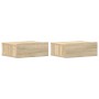 Mesitas de noche flotantes 2 uds contrachapada roble 40x30x15cm