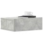 Mesita de noche flotante contrachapada gris hormigón 40x30x15cm