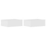 Mesitas noche flotante 2 uds contrachapada blanco 40x30x15 cm