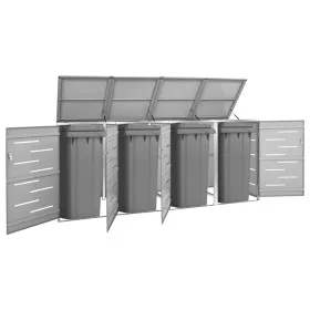 Shed for 4 steel garbage containers 276.5x77.5x112.5 cm by vidaXL, Waste container supports - Ref: Foro24-149561, Price: 684,...