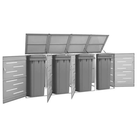 Shed for 4 steel garbage containers 276.5x77.5x112.5 cm by vidaXL, Waste container supports - Ref: Foro24-149561, Price: 684,...