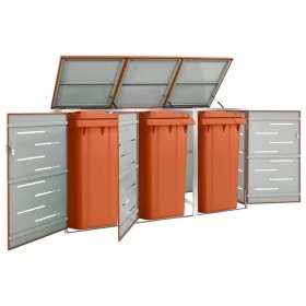 Shed for three steel garbage containers 207x77.5x112.5 cm by vidaXL, Waste container supports - Ref: Foro24-149564, Price: 49...