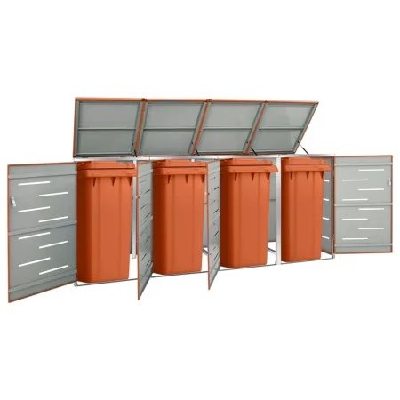 Shed for 4 steel garbage containers 276.5x77.5x112.5 cm by vidaXL, Waste container supports - Ref: Foro24-149565, Price: 593,...