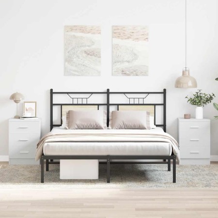 Mesitas de noche 2 uds madera contrachapada blanco 38x35x56 cm