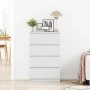 Aparador de madera contrachapada blanco 60x35x98,5 cm