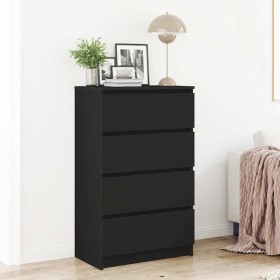 Aparador de madera contrachapada negro 60x35x98,5 cm