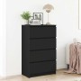 Aparador de madera contrachapada negro 60x35x98,5 cm
