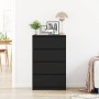 Aparador de madera contrachapada negro 60x35x98,5 cm