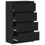 Aparador de madera contrachapada negro 60x35x98,5 cm