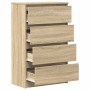 Aparador madera contrachapada color roble Sonoma 60x35x98,5 cm