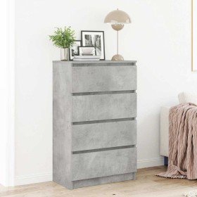 Aparador de madera contrachapada gris hormigón 60x35x98,5 cm