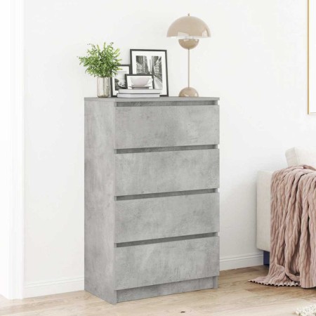 Aparador de madera contrachapada gris hormigón 60x35x98,5 cm