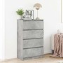 Aparador de madera contrachapada gris hormigón 60x35x98,5 cm