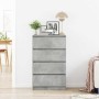Aparador de madera contrachapada gris hormigón 60x35x98,5 cm