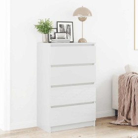 Aparador de madera contrachapada blanco brillante 60x35x98,5 cm