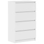 Aparador de madera contrachapada blanco brillante 60x35x98,5 cm