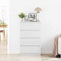 Aparador de madera contrachapada blanco brillante 60x35x98,5 cm