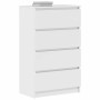Aparador de madera contrachapada blanco brillante 60x35x98,5 cm