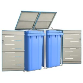 Shed for two steel garbage containers 138x77.5x112.5 cm by vidaXL, Waste container supports - Ref: Foro24-149567, Price: 323,...