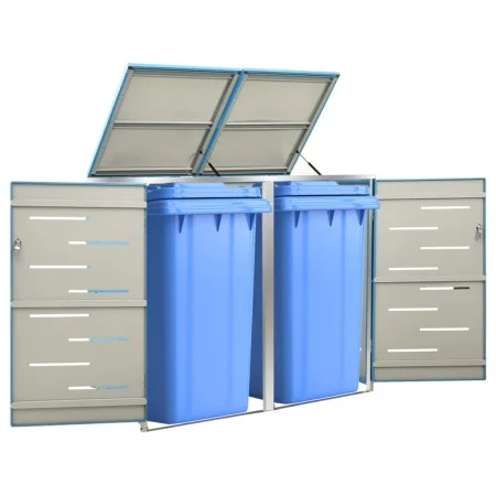 Shed for two steel garbage containers 138x77.5x112.5 cm by vidaXL, Waste container supports - Ref: Foro24-149567, Price: 323,...
