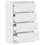 Aparador de madera contrachapada blanco brillante 60x35x98,5 cm