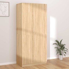 Armario de madera contrachapada color roble Sonoma 90x52x200 cm en Armarios roperos | Comprar online en Foro24