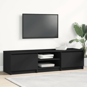 Mueble de TV madera contrachapada negro 140x40x35,5 cm