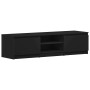 Mueble de TV madera contrachapada negro 140x40x35,5 cm