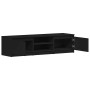 Mueble de TV madera contrachapada negro 140x40x35,5 cm