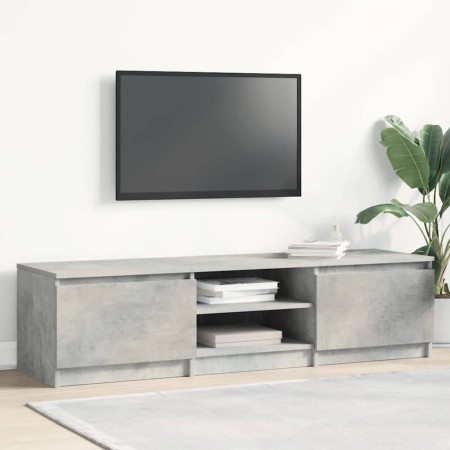 Mueble de TV madera contrachapada gris hormigón 140x40x35,5 cm