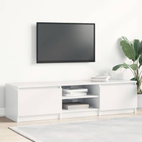 Mueble TV madera contrachapada blanco brillante 140x40x35,5cm