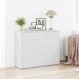 Aparador de madera contrachapada blanco 88x30x70 cm