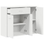 Aparador de madera contrachapada blanco 88x30x70 cm