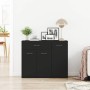 Aparador de madera contrachapada negro 88x30x70 cm