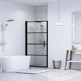 Puerta de ducha de vidrio templado negro 100x178 cm de vidaXL, Puertas de ducha - Ref: Foro24-146885, Precio: 188,93 €, Descu...