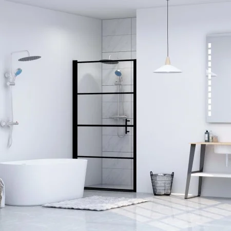 Schwarze Duschtür aus gehärtetem Glas, 100 x 178 cm von vidaXL, Duschtüren - Ref: Foro24-146885, Preis: 188,93 €, Rabatt: %