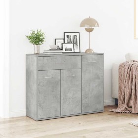 Aparador de madera contrachapada gris hormigón 88x30x70 cm