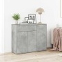 Aparador de madera contrachapada gris hormigón 88x30x70 cm