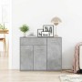 Aparador de madera contrachapada gris hormigón 88x30x70 cm