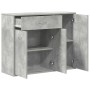 Aparador de madera contrachapada gris hormigón 88x30x70 cm