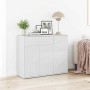 Aparador de madera contrachapada blanco brillante 88x30x70 cm
