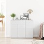 Aparador de madera contrachapada blanco brillante 88x30x70 cm