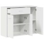 Aparador de madera contrachapada blanco brillante 88x30x70 cm