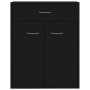 Aparador de madera contrachapada negro 60x30x75 cm