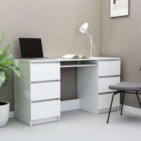 Escritorio de madera contrachapada blanco 140x50x77 cm Escritorio de madera contrachapada blanco 140x50x77 cm