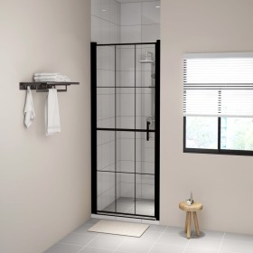 Puerta de ducha de vidrio templado negro 81x195 cm