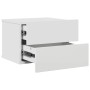Mesita de noche madera contrachapada blanco 40x30x30 cm